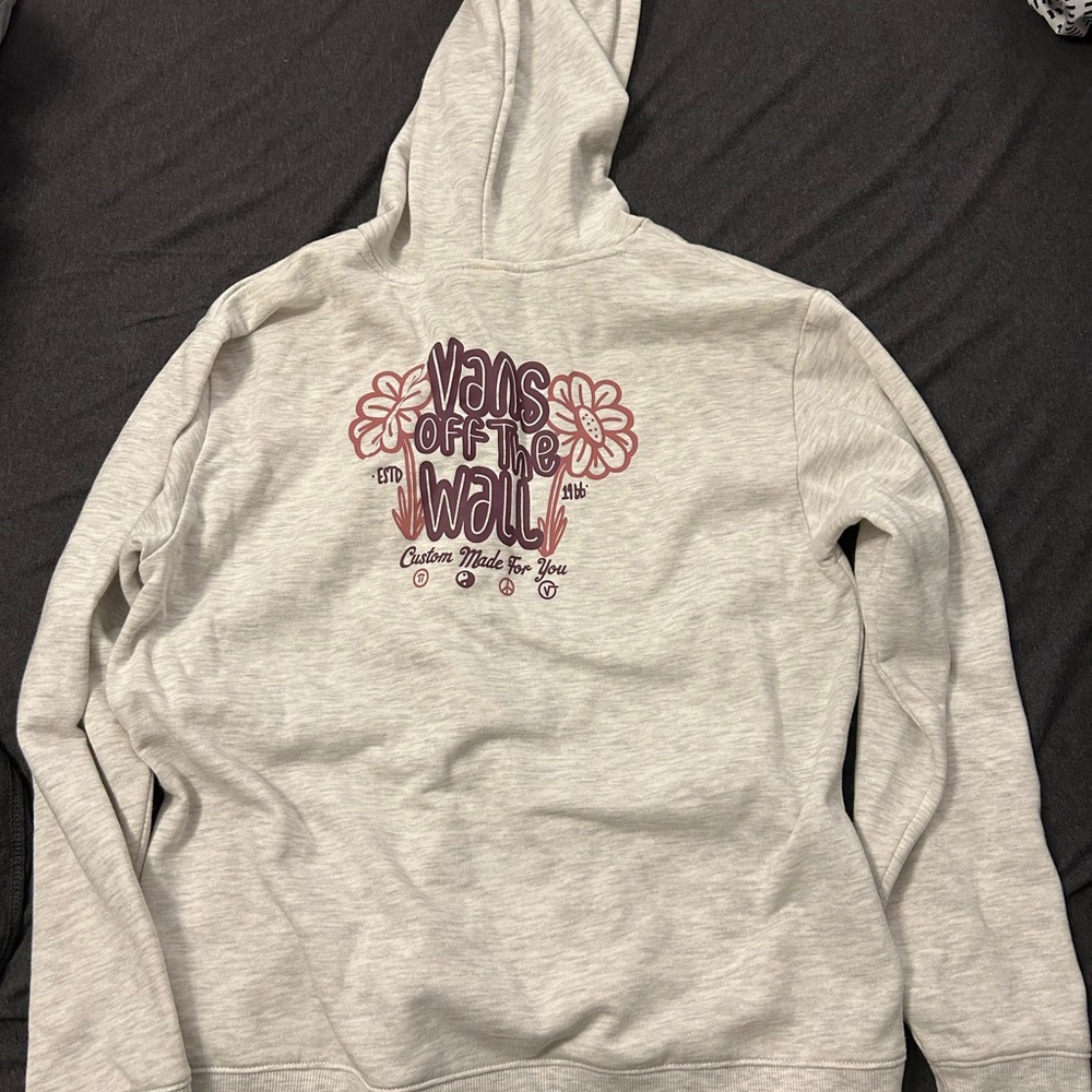 Vans Light Gray Hoodie with Purple Graphic